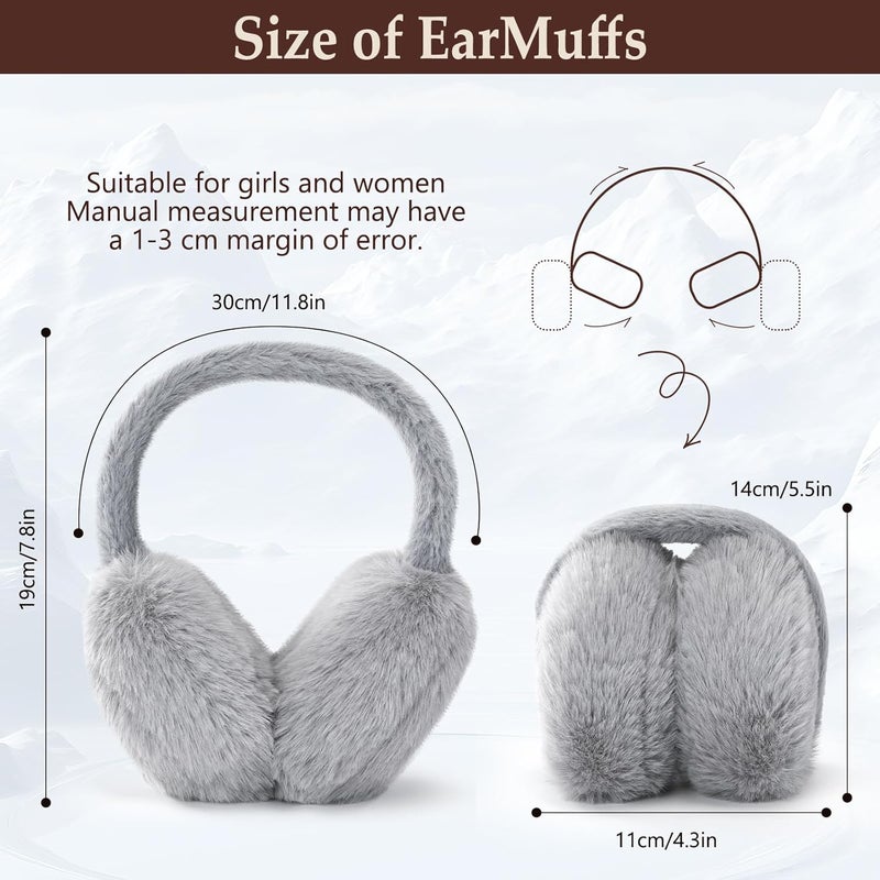 Clothclose Ear Muffs for Kids - Furry Ear Muffs for Winter Women Girls Boys, Foldable Cozy Winter Earmuffs Warmers - Image 2